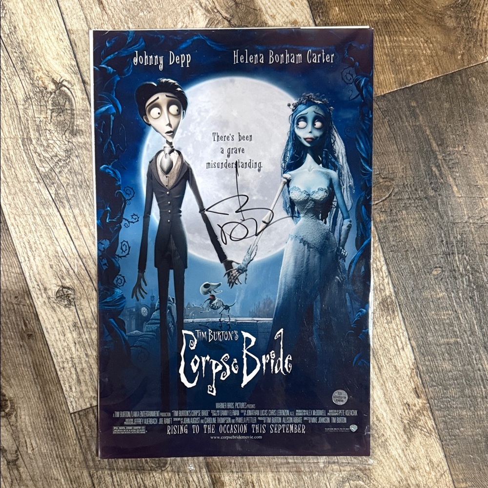 Tim Burton Corps Bride autographed poster, Johnny Depp